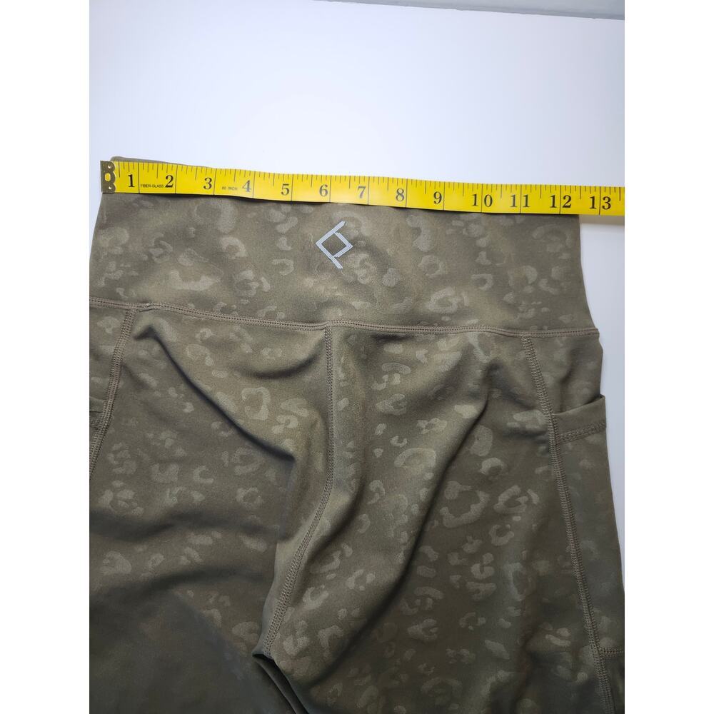 BSP Leggings Women's Olive Green Sz M Spandex Athlesure Sporty Leopard Print - Picture 5 of 9